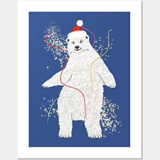 Dancing Santa Polar Bear Posters and Art